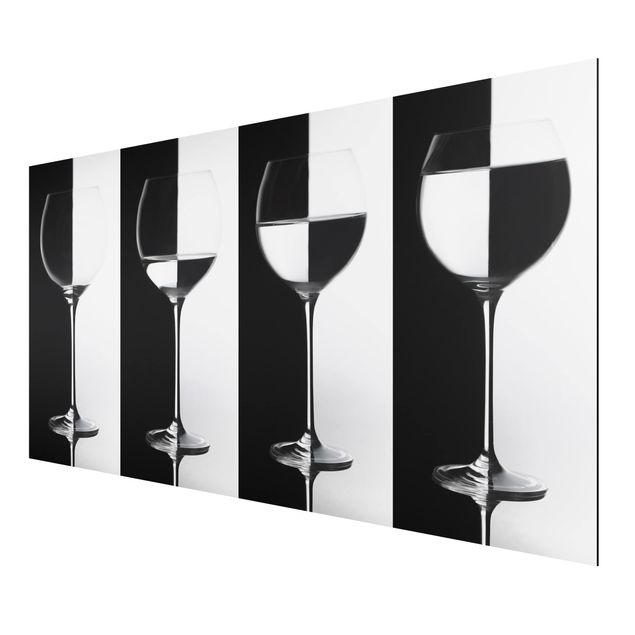 Quadro in alluminio - Wine Glasses Black & White