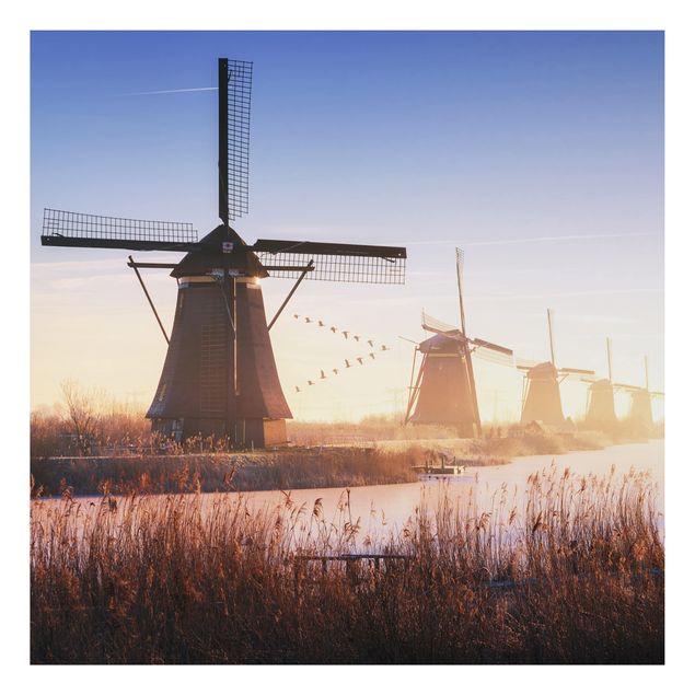 Quadro in alluminio - Windmills Of Kinderdijk