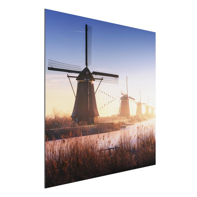 Quadro in alluminio - Windmills Of Kinderdijk