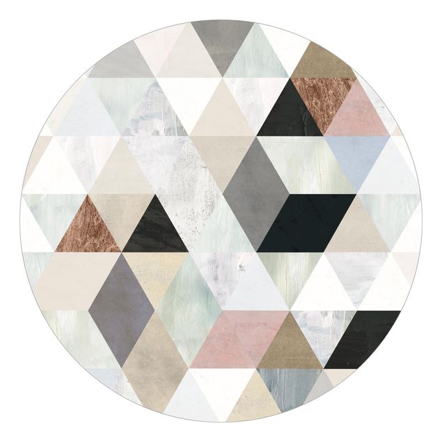 Carta da parati rotonda autoadesiva - Acquerello Mosaico con triangoli I