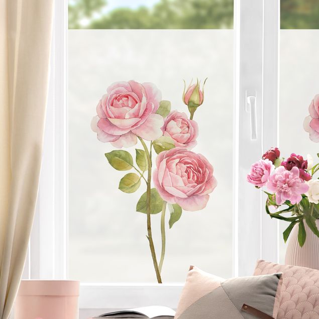 Pellicola per vetri per salone Tre rose acquerello