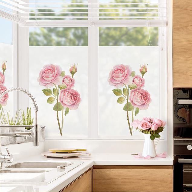 Pellicole per vetro Tre rose acquerello