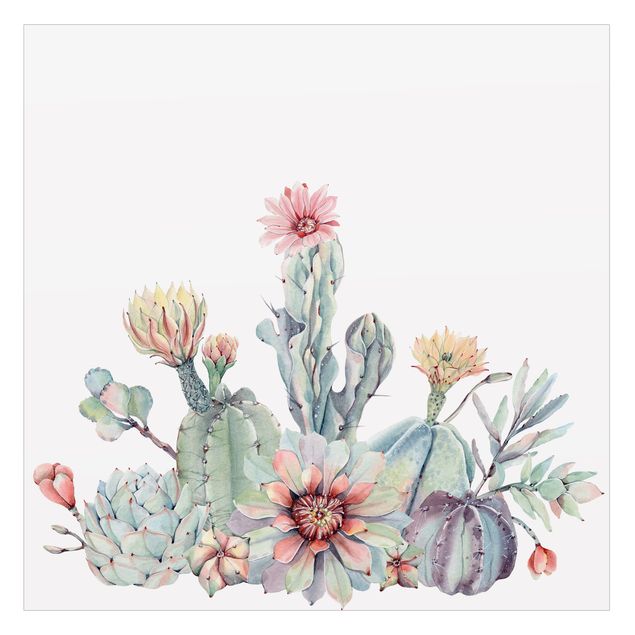 Decorazione per finestre - Bouquet di fiori di cactus acquerello