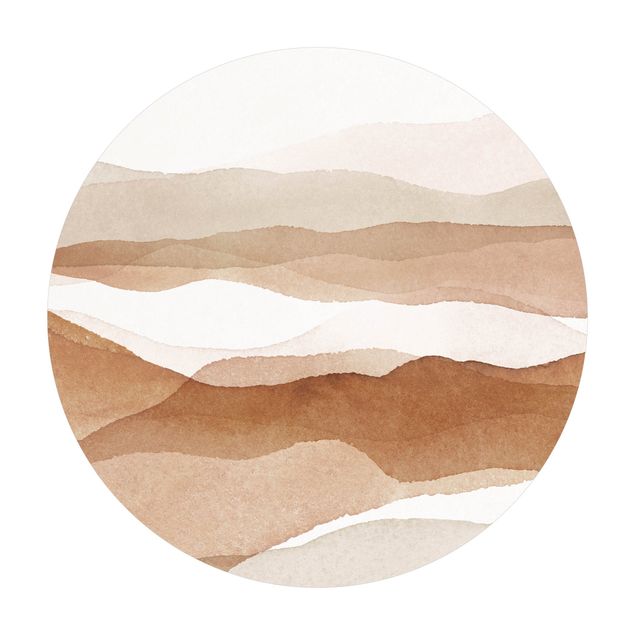 Tappeto in vinile rotondo - Paesaggio in acquerello montagne di sabbia