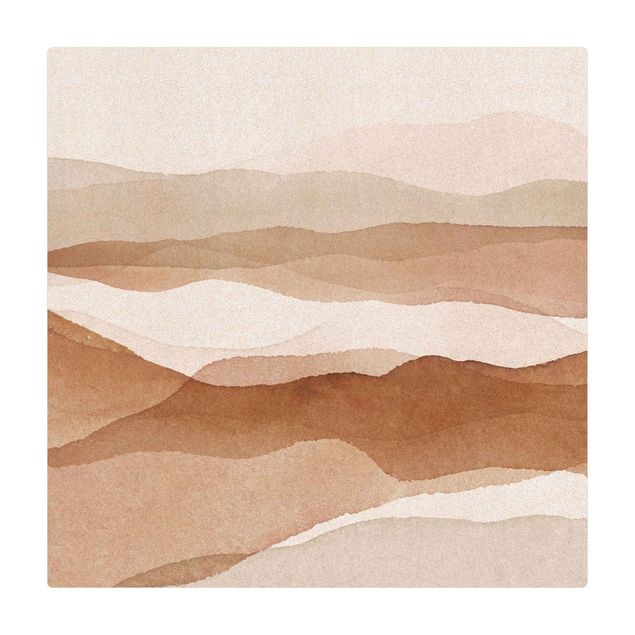 Tappetino di sughero - Paesaggio in acquerello montagne di sabbia - Quadrato 1:1