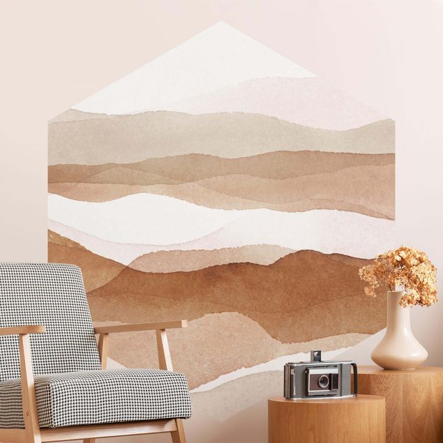 Carta da parati acquerello Paesaggio in acquerello montagne di sabbia
