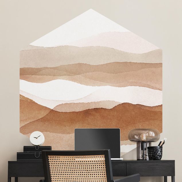 Carte da parati astratti Paesaggio in acquerello montagne di sabbia