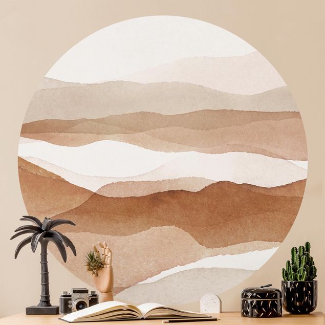 carta da parati effetto acquerello Paesaggio in acquerello montagne di sabbia