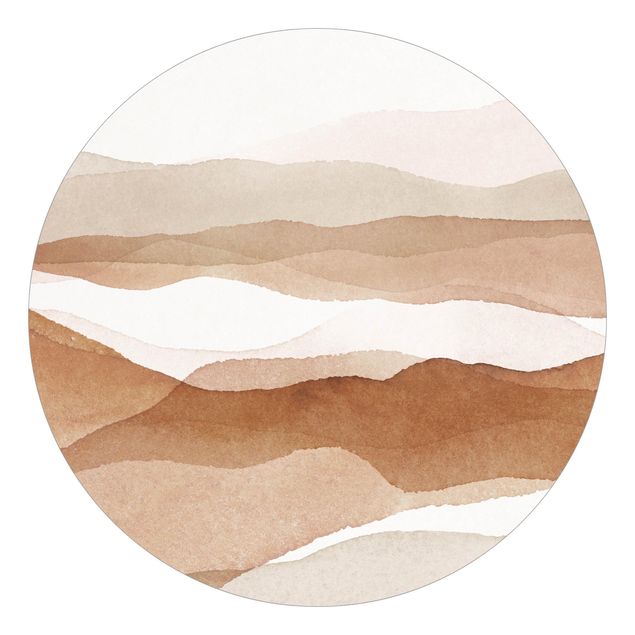 Carte da parati rotonde - Paesaggio in acquerello montagne di sabbia