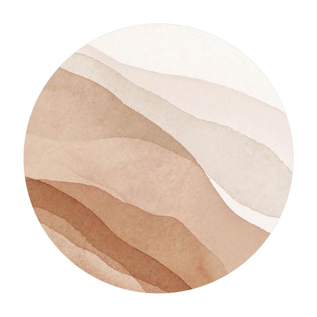 Tappeto in vinile rotondo - Paesaggio in acquerello onde di sabbia