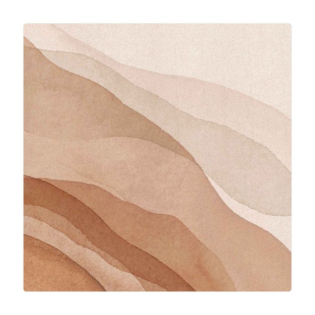 Tappetino di sughero - Paesaggio in acquerello onde di sabbia - Quadrato 1:1