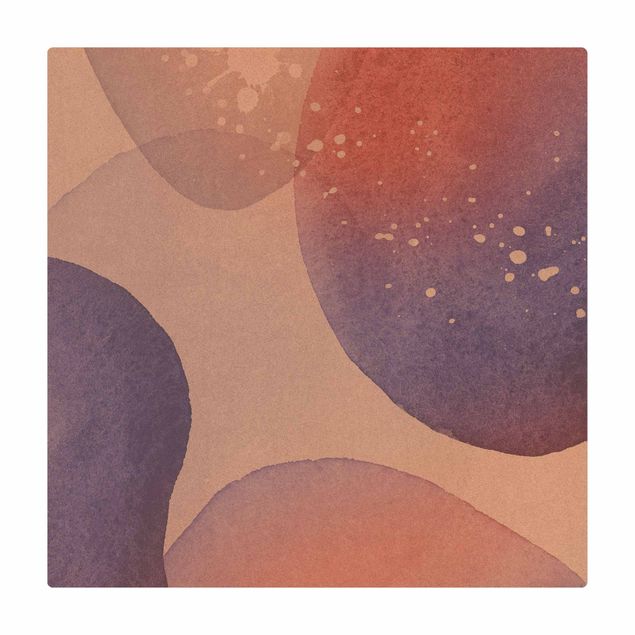Tappetino di sughero - Paesaggio con bolle d'acqua in acquerello - Quadrato 1:1