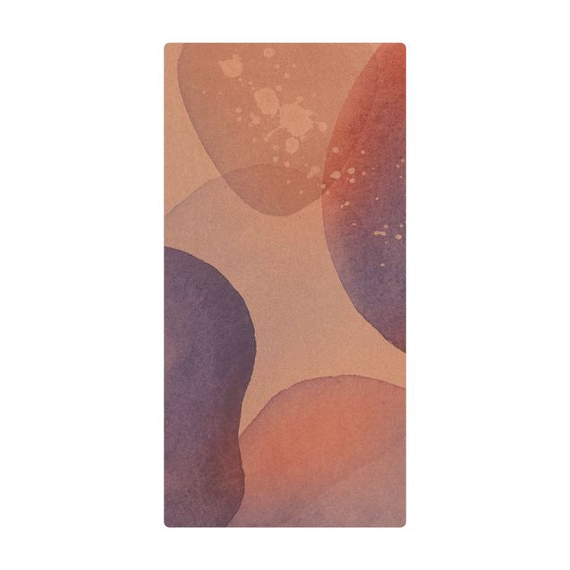 Tappetino di sughero - Paesaggio con bolle d'acqua in acquerello - Formato verticale 1:2