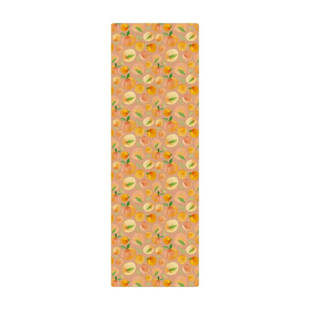 Tappetino di sughero - Arance con foglie in acquerello - Formato verticale 1:2