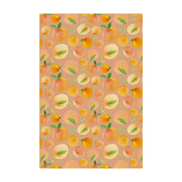 Tappetino di sughero - Arance con foglie in acquerello - Formato verticale 2:3