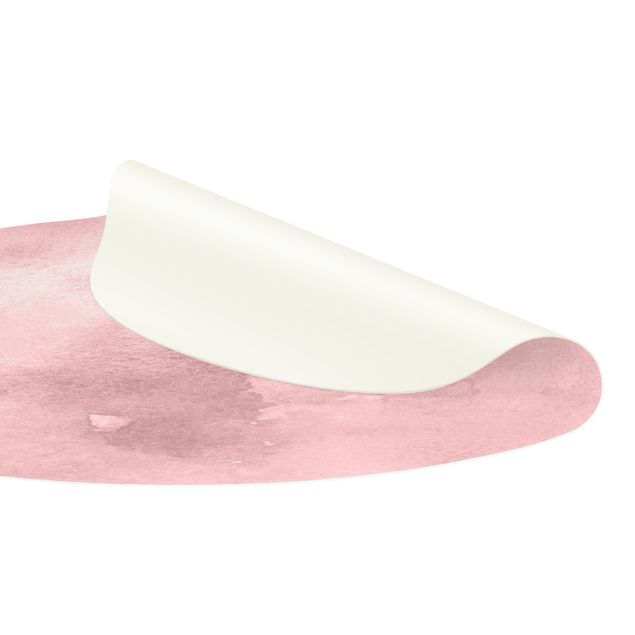 Tappeto in vinile rotondo - Struttura acquerello con zucchero filato rosa