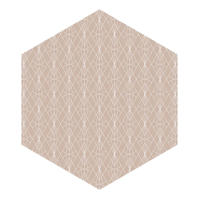 Carta da parati esagonale adesiva con disegni - Art déco trama di diamanti su sfondo beige XXL