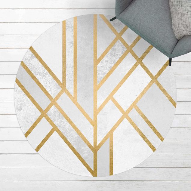 Tappeto da balcone Geometria Art Déco Oro Bianco