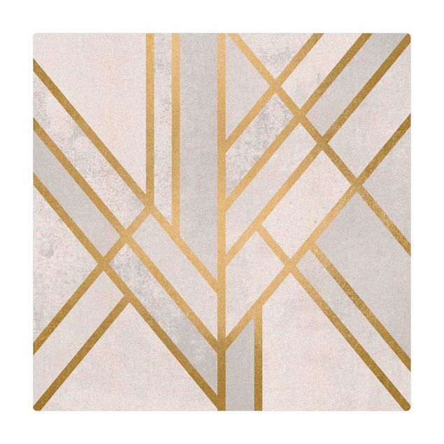 Tappetino di sughero - Geometria Art déco in bianco e oro - Quadrato 1:1