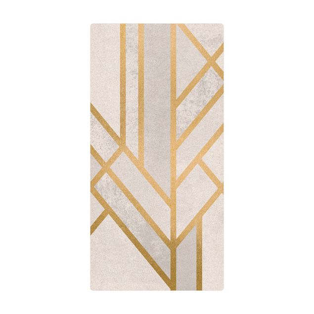 Tappetino di sughero - Geometria Art déco in bianco e oro - Formato verticale 1:2