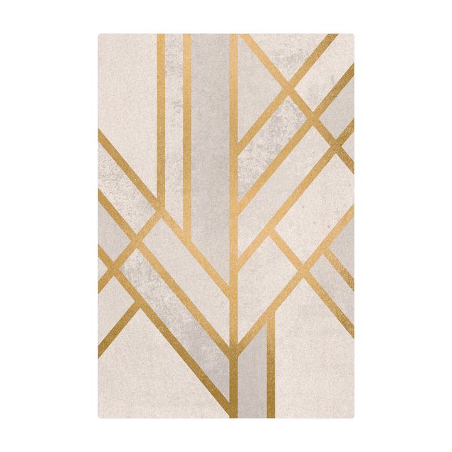 Tappetino di sughero - Geometria Art déco in bianco e oro - Formato verticale 2:3