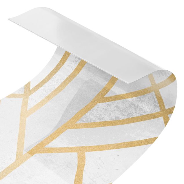 Rivestimento per doccia - Geometria Art déco in bianco e oro