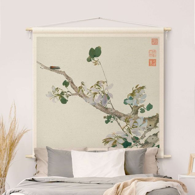 Arazzi da parete moderno Disegno asiatico - Ramo con fiori