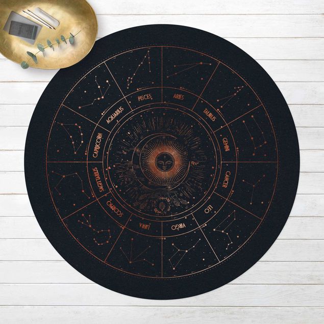Tappeti per esterni Astrologia I 12 segni zodiacali Oro blu