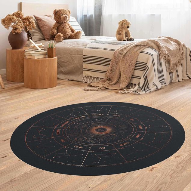 Tappeti moderni soggiorno Astrologia I 12 segni zodiacali Oro blu