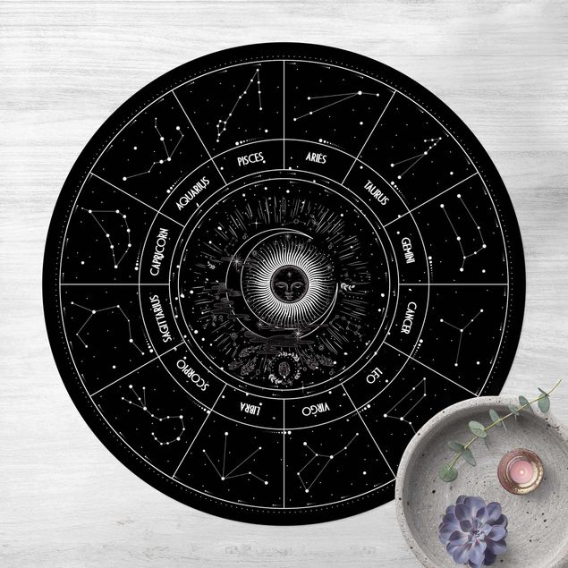 Tappeti da esterno Astrologia I 12 segni zodiacali Nero