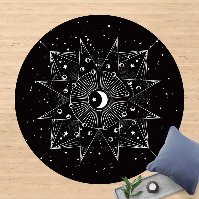 Tappeto da balcone Astrologia Luna Magia Nero