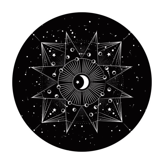 Tappeti in vinile grandi dimensioni Astrologia Luna Magia Nero