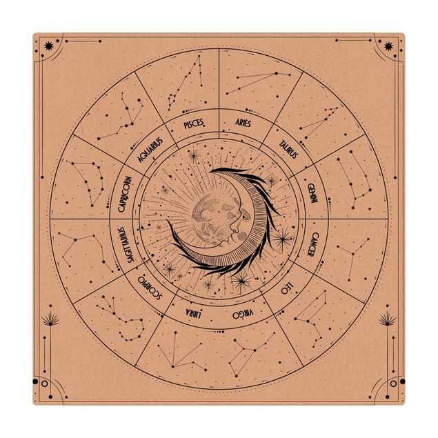 Tappetino di sughero - Astrologia Luna e segno zodiacale - Quadrato 1:1