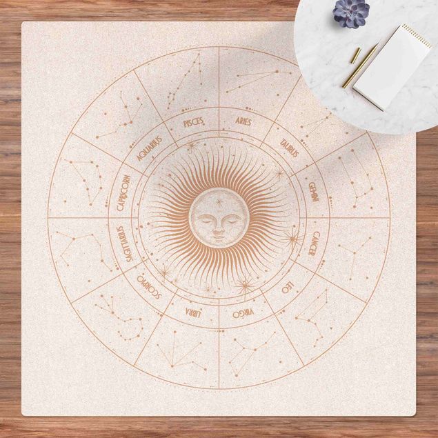 Tappeti moderni Astrologia Segni zodiacali nel cerchio solare