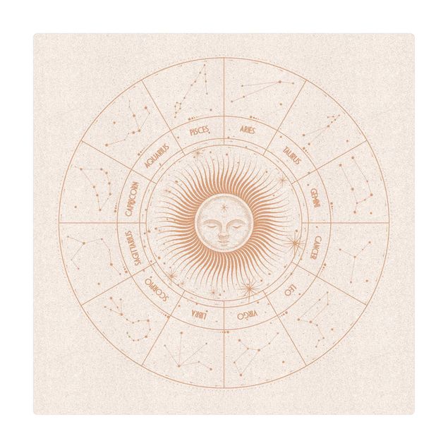Tappetino di sughero - Astrologia Segni zodiacali in cerchio solare - Quadrato 1:1