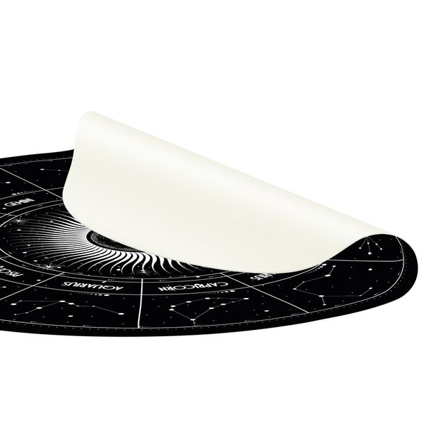 Tappeti in vinile grandi dimensioni Astrologia Segno zodiacale in un cerchio solare nero