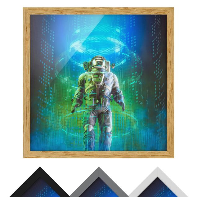 Poster con cornice|Astronauta in un cono di luce