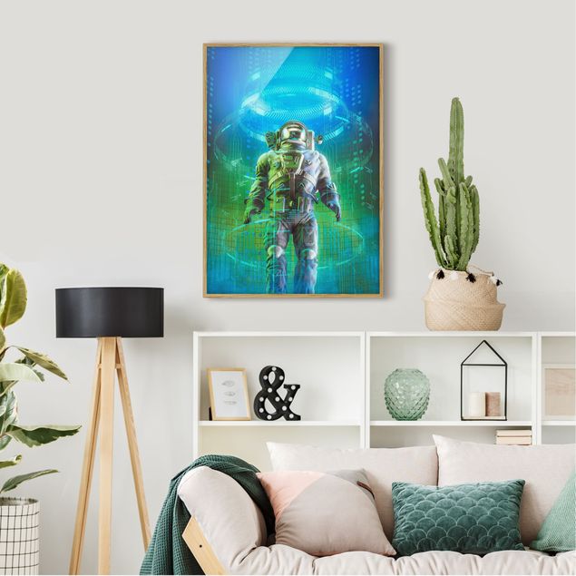 Poster con cornice|Astronauta in un cono di luce