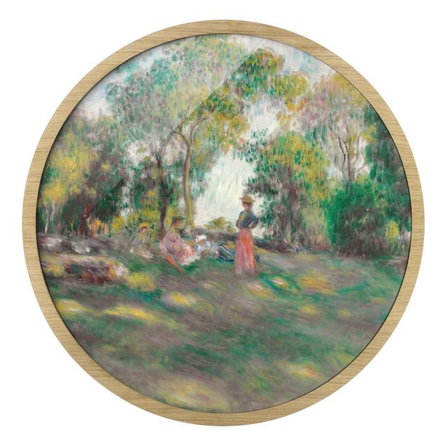 Quadro rotondo incorniciato - Auguste Renoir - Paesaggio con figure