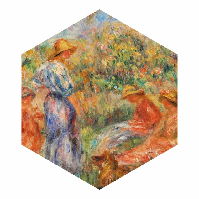Carta da parati esagonale adesiva con disegni - Auguste Renoir - Paesaggio con donne e bambino