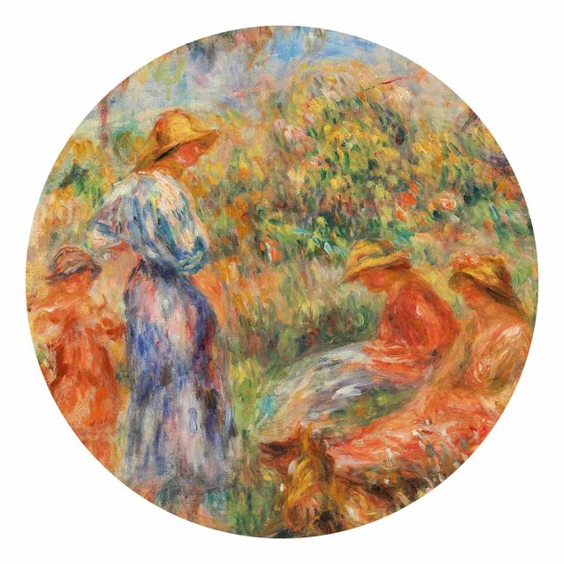 Carta da parati rotonda autoadesiva - Auguste Renoir - Paesaggio con donne e bambini