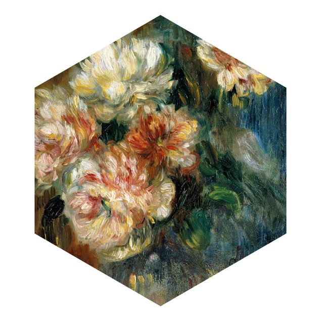 Carta da parati esagonale adesiva con disegni - Auguste Renoir - Vaso di peonie