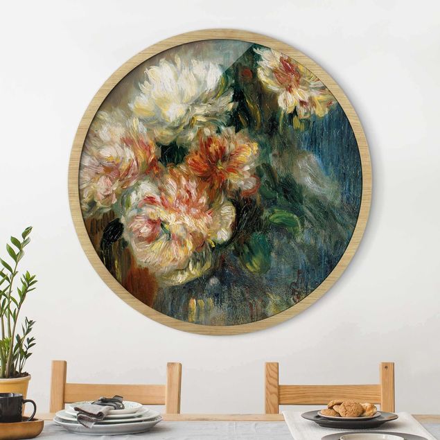 Poster con cornice rotonda Auguste Renoir - Vaso di peonie