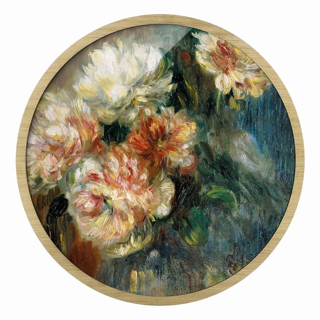 Quadro rotondo incorniciato - Auguste Renoir - Vaso di peonie
