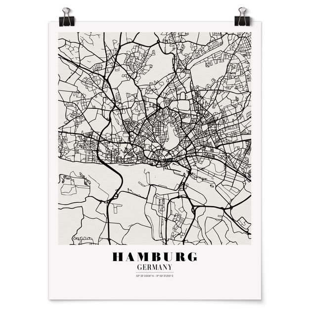 Poster - Mappa Hamburg - Classic - Verticale 4:3