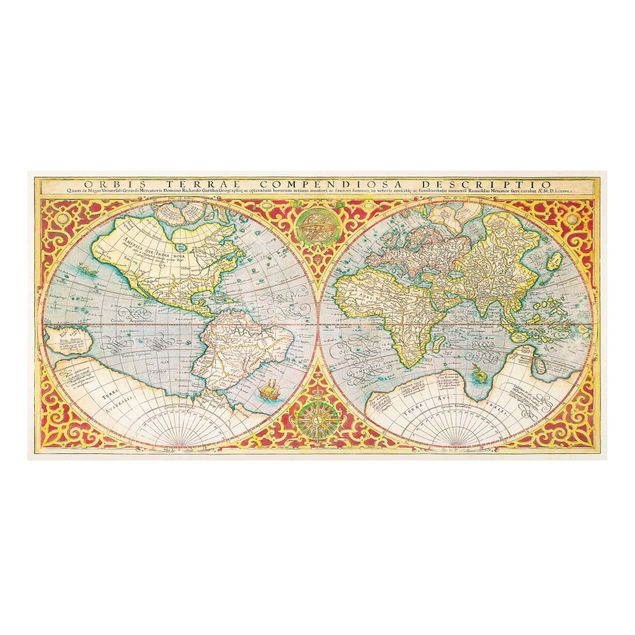 Stampa su Forex - Storico Mappa del mondo Orbis Descriptio Terrare compendiosa - Orizzontale 1:2