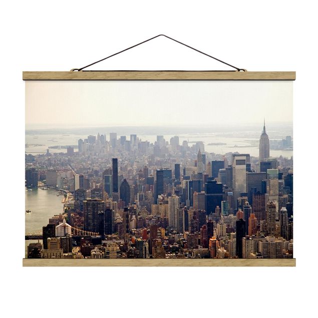 Foto su tessuto da parete con bastone - Mattina In New York - Orizzontale 2:3