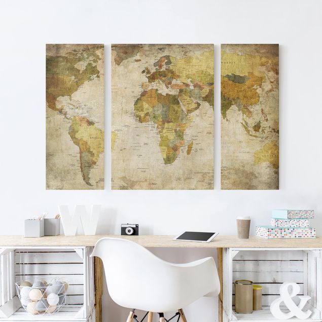 Stampa su tela vintage Map Of The World