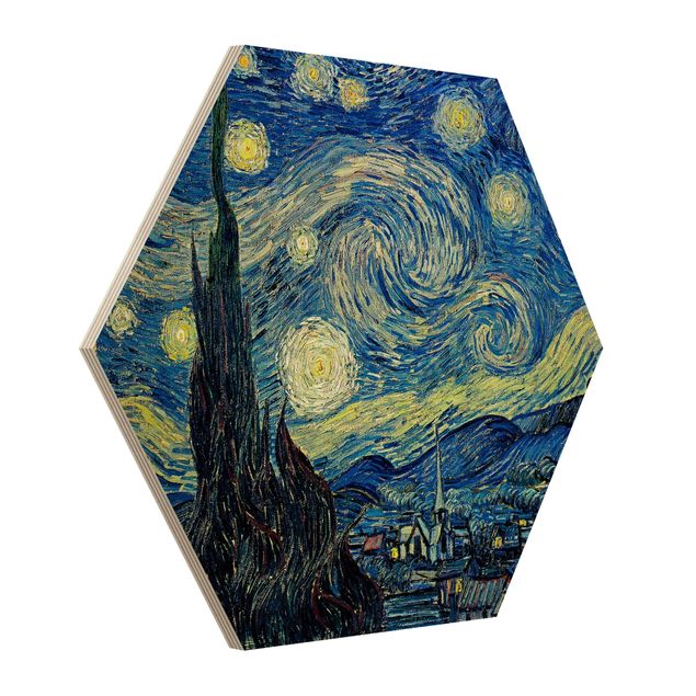 Esagono in legno - Vincent Van Gogh - Notte stellata