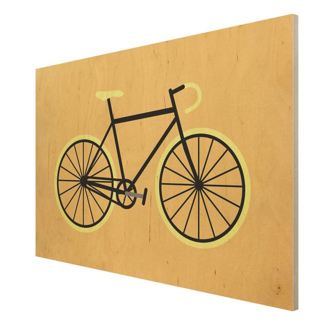 Stampa su legno - Bicicletta in giallo - Orizzontale 2:3